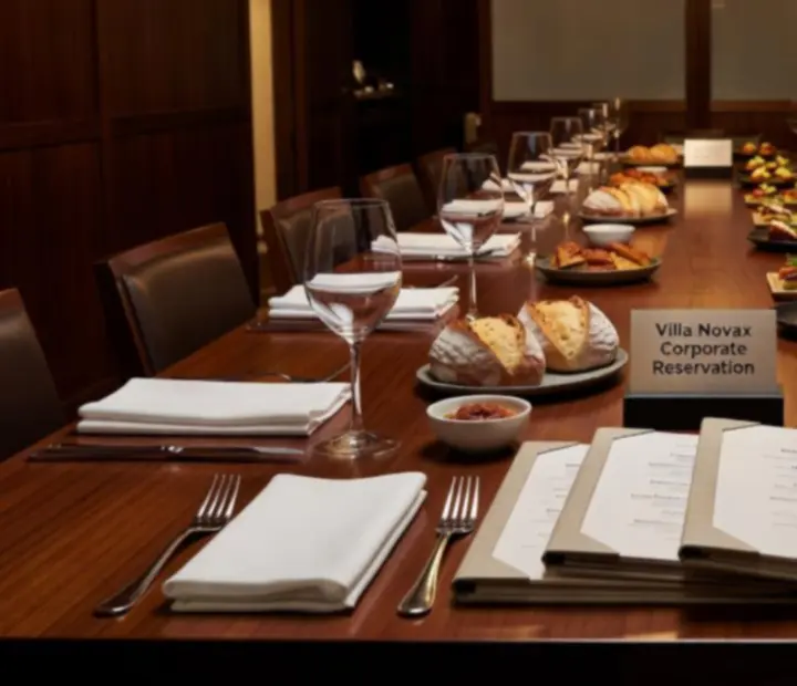 Corporate dining table set for an evening event at NAXSOL ENTERPRISES LTD