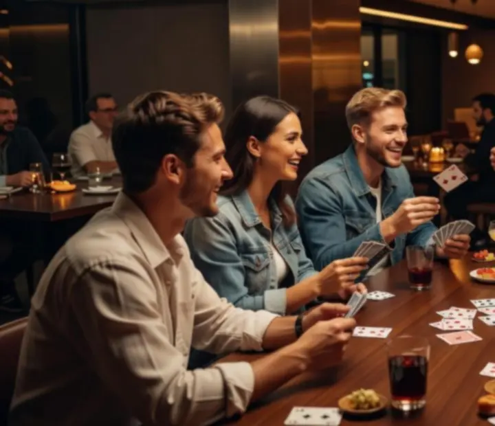 Guests gathered around themed tables with expert hosts and lively Australian restaurant atmosphere