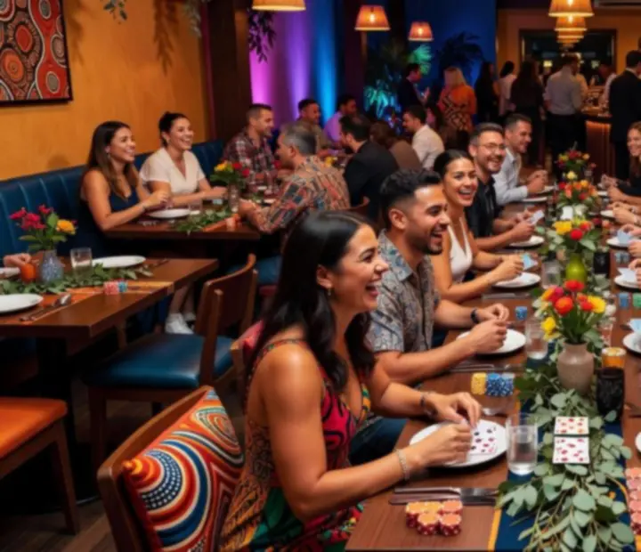 Groups enjoying an atmospheric NAXSOL ENTERPRISES LTD restaurant night with hosted table entertainment